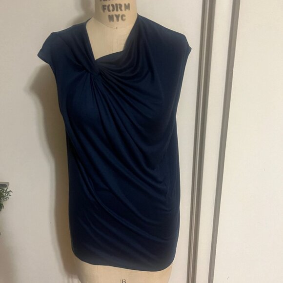 HELMUT LANG Sleeveless Knot Top in Dark Lapis Size Small - Picture 2 of 7